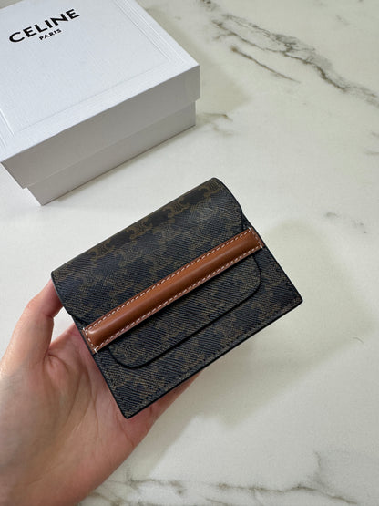 CELINE Canvas 老花雙層卡包