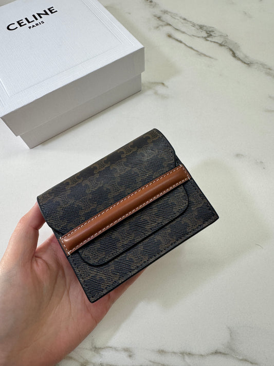 CELINE Canvas 老花雙層卡包