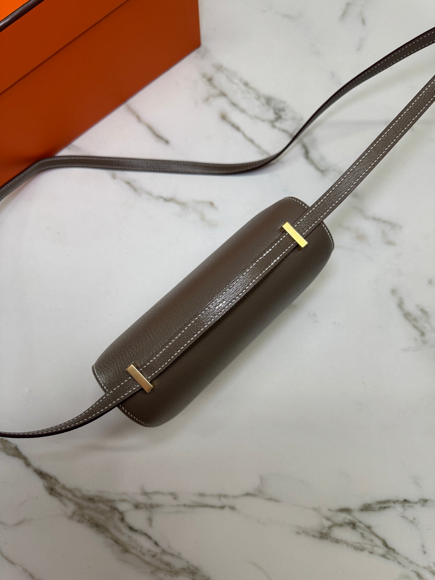 HERMES Mini Constance 大象灰山羊皮 金扣 Etoupe GHW