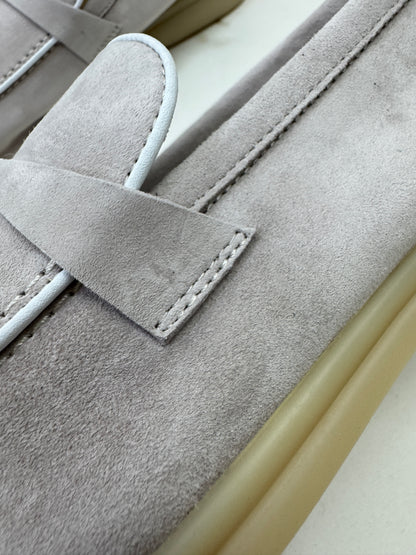 LORO PIANA Summer Walk 珍珠灰滾邊款樂福鞋