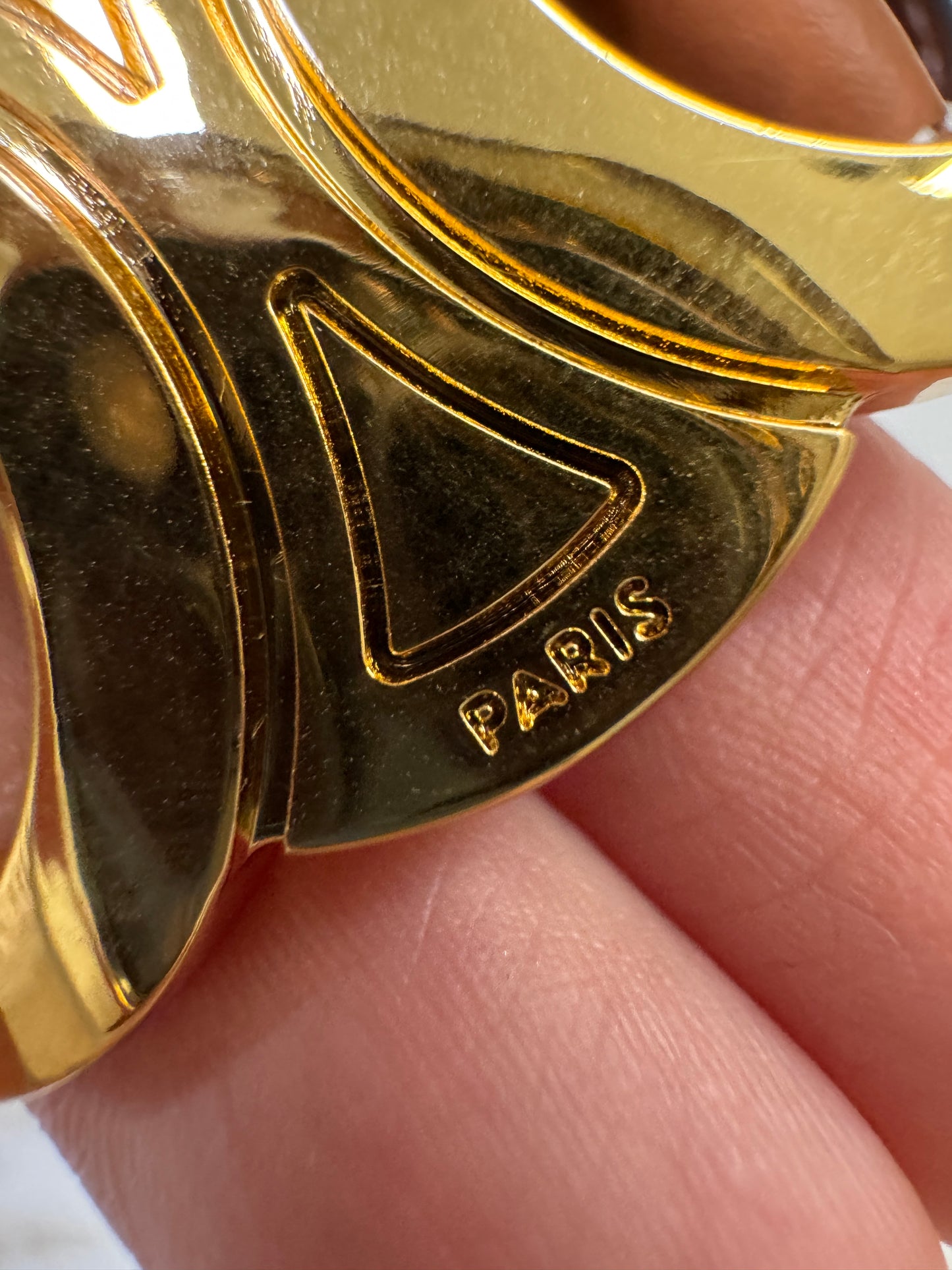 CELINE Triomphe 凱旋門皮帶1.8cm 金扣 棕色