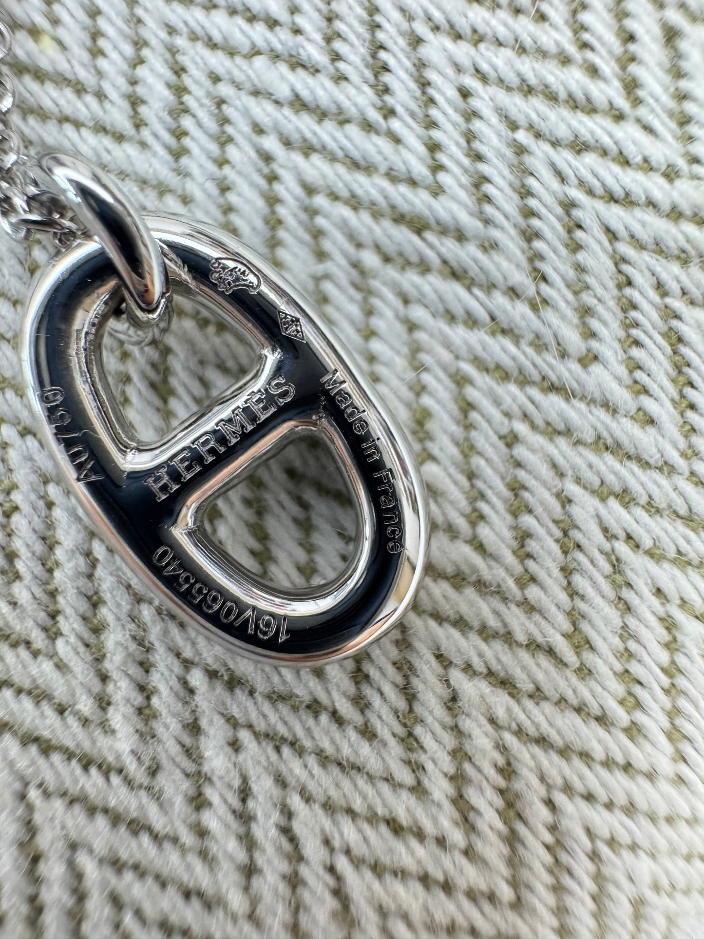 HERMES 豬鼻子項鏈 銀色