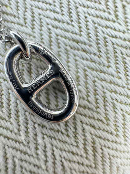 HERMES 豬鼻子項鏈 銀色