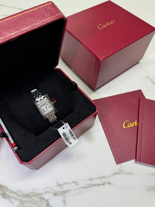 CARTIER 獵豹中號 天然真鑽 銀色