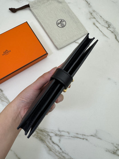 HERMES Bearn Wallet 長款 黑色金扣 Epsom