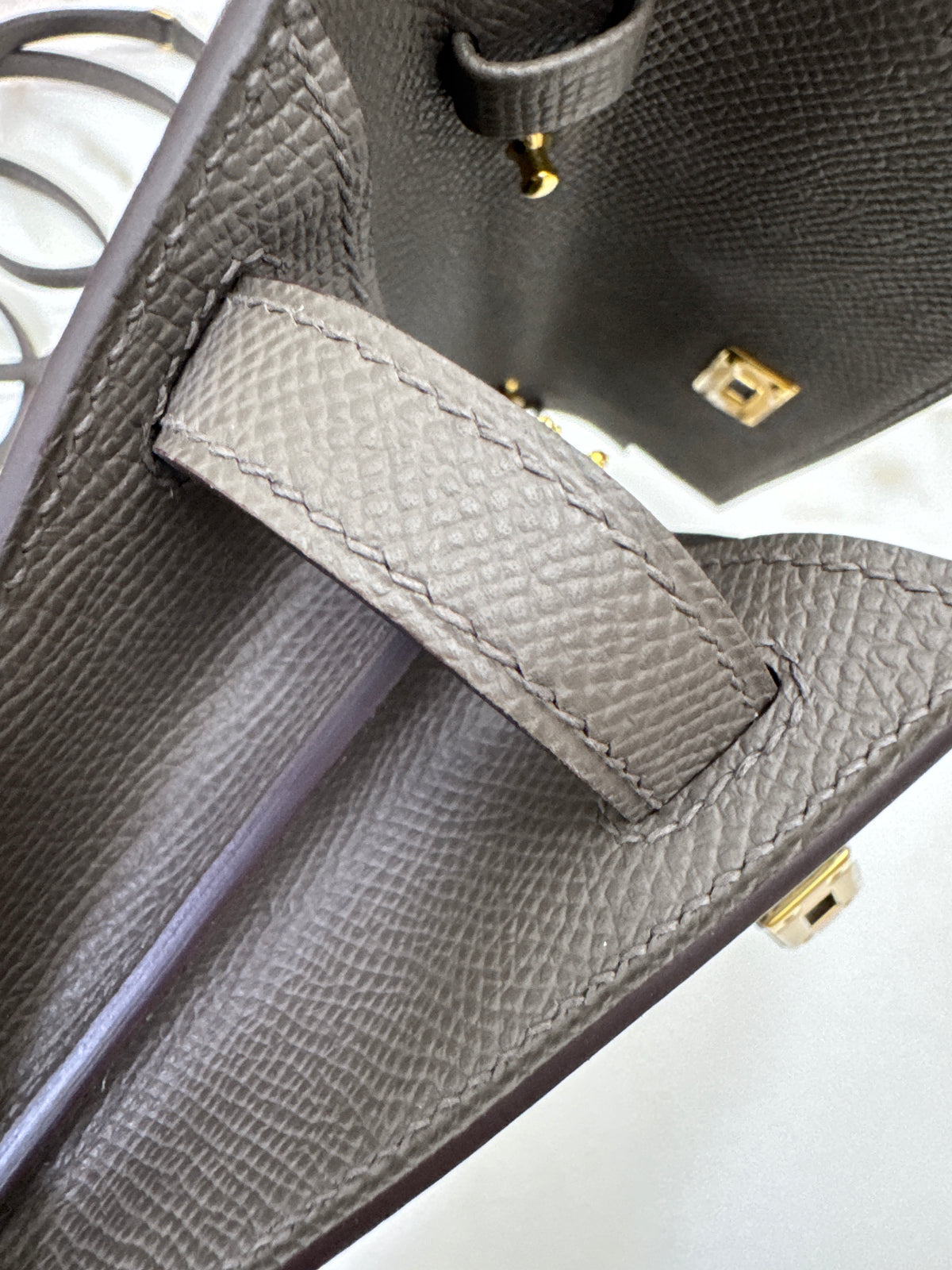 HERMES Kelly to-go 錫器灰金扣 Epsom