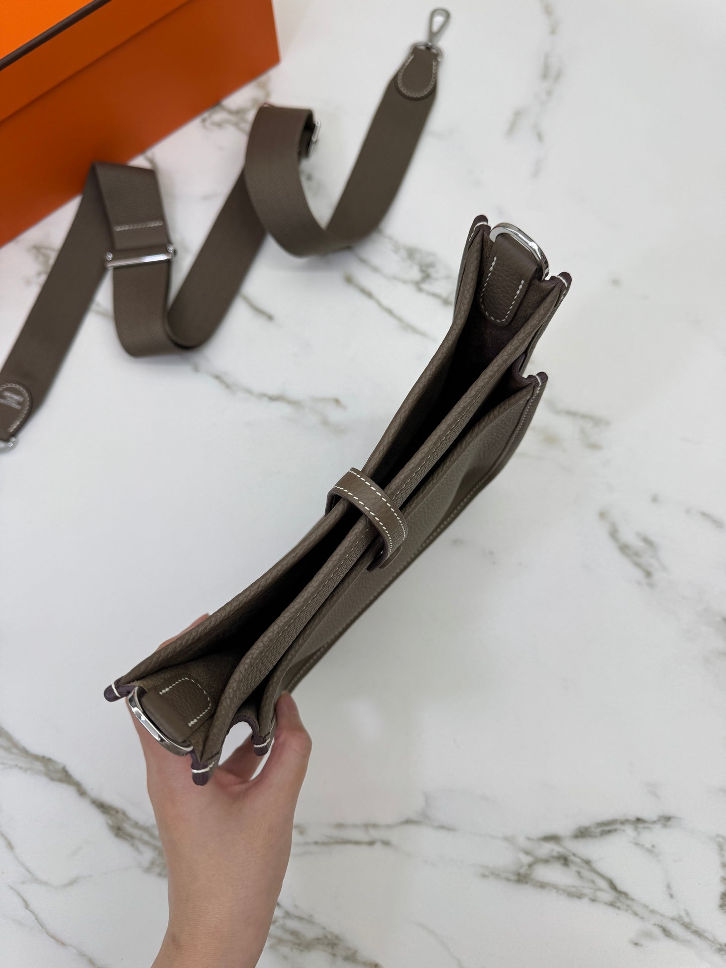 HERMES Evelyne 23 大象灰銀扣 Etoupe TC PHW