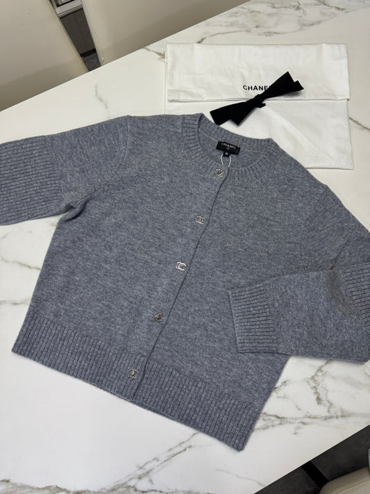 CHANEL 24B 羊絨開衫 灰色 100% cashmere