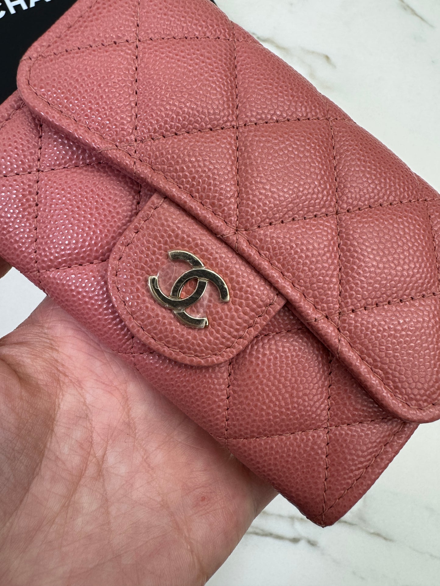 CHANEL CF Cardholder 珊瑚粉 牛皮