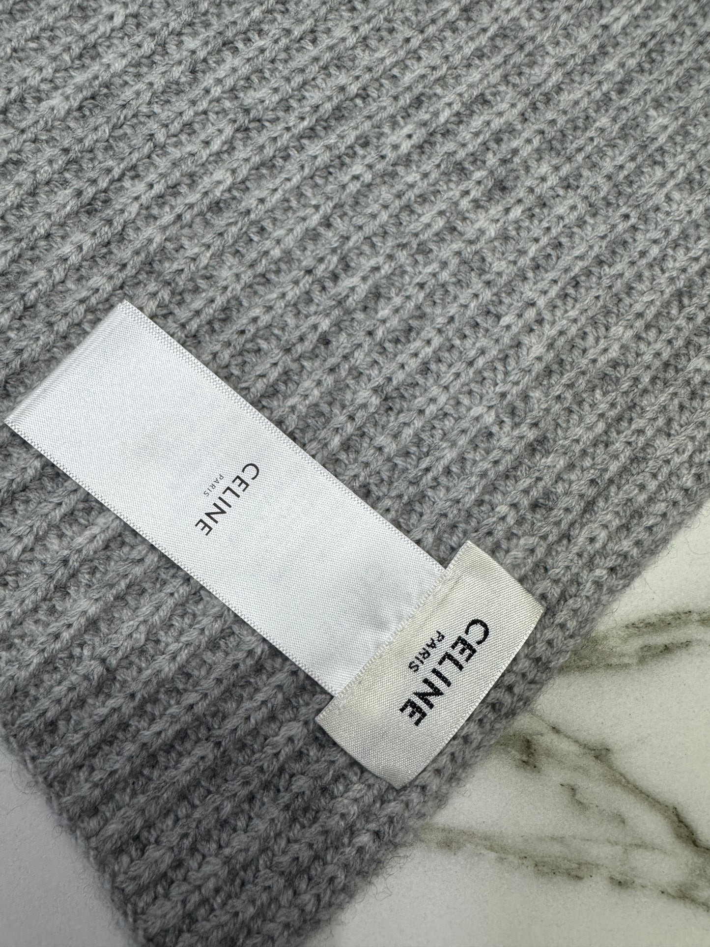 CELINE 灰色凱旋門 100% Cashmere 圍巾