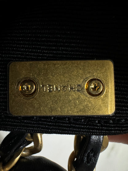 CHANEL 19系列 豆腐包 皺摺牛皮 黑色