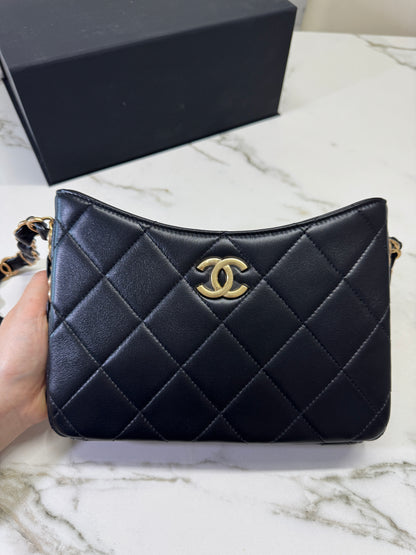 CHANEL 24K Hobo 雙C粗鏈 羊皮