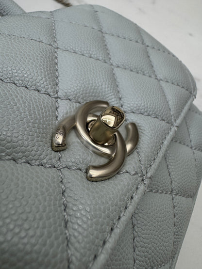 CHANEL Mini Cocohandle 霧霾藍/冰川藍 Cloud Blue