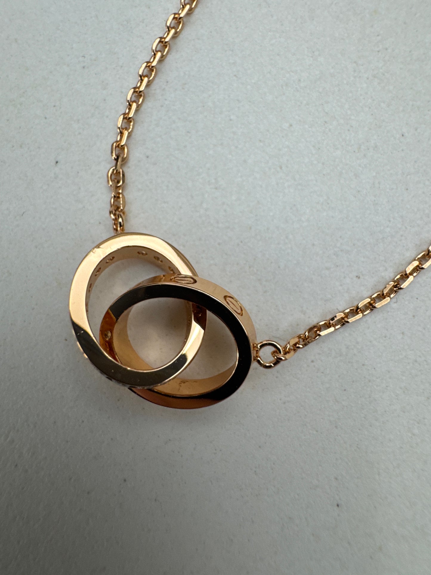 CARTIER Love 雙環項鏈 玫瑰金