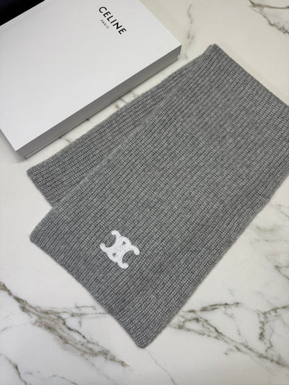 CELINE 灰色凱旋門 100% Cashmere 圍巾
