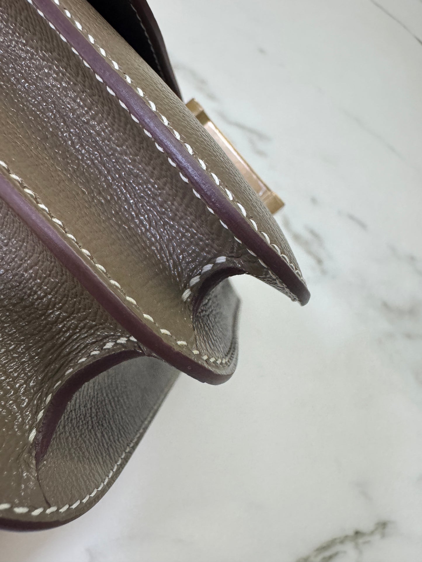 HERMES Mini Constance 大象灰山羊皮 金扣 Etoupe GHW