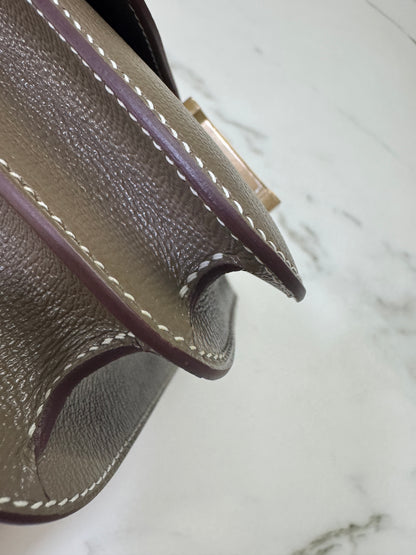 HERMES Mini Constance 大象灰山羊皮 金扣 Etoupe GHW