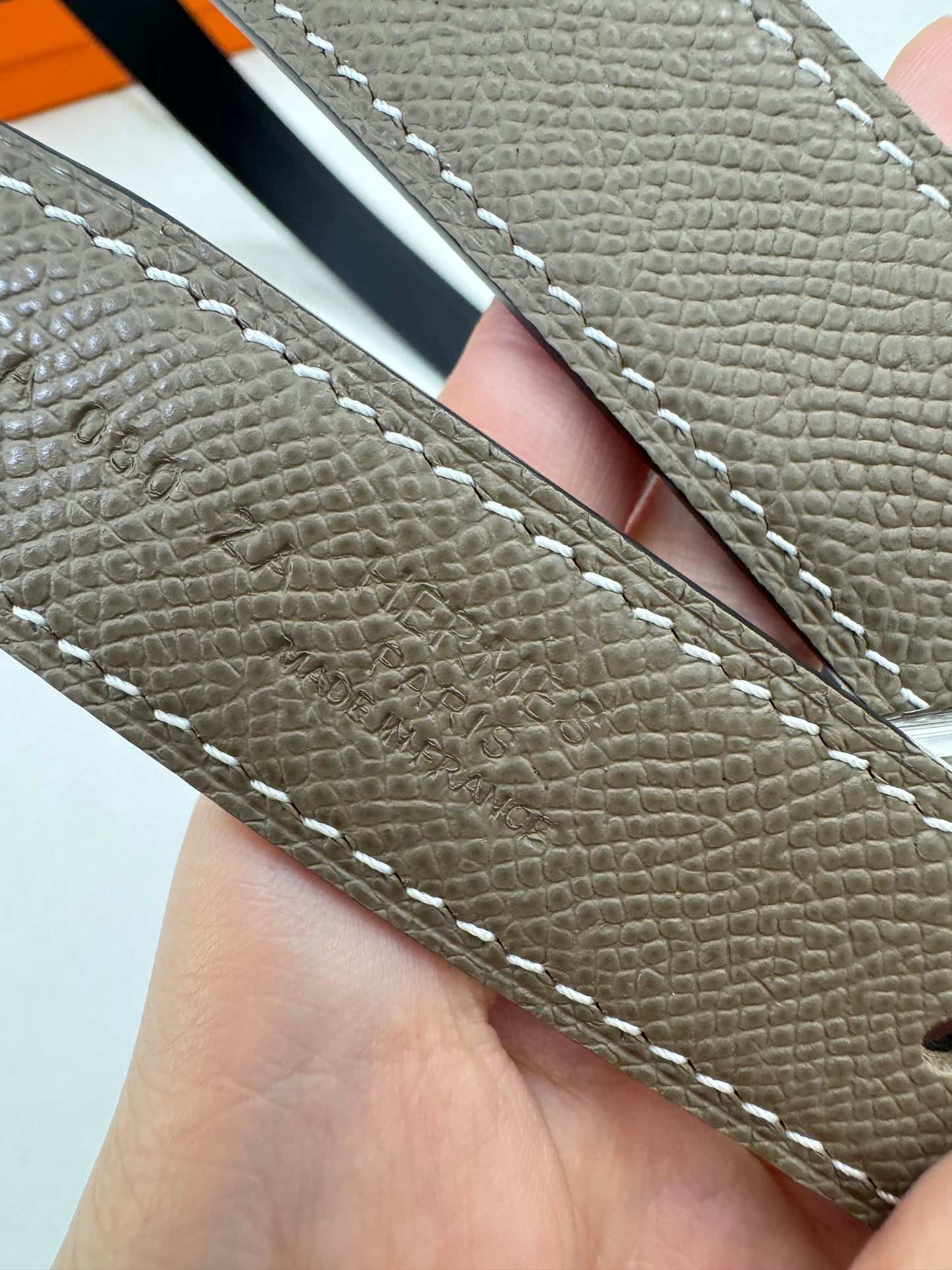 HERMES Cursives 皮帶 大象灰Epsom