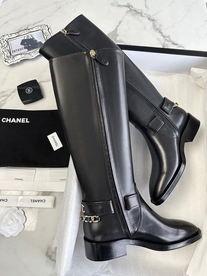 CHANEL 鏈條騎士長靴 23a