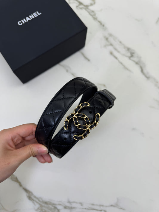 CHANEL 穿皮鏈金扣皮帶