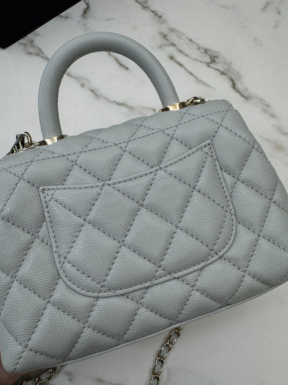 CHANEL Mini Cocohandle 霧霾藍/冰川藍 Cloud Blue
