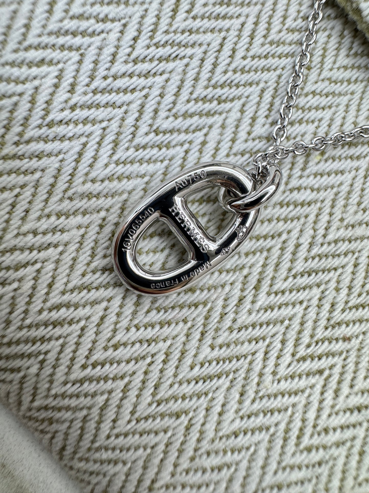 HERMES 豬鼻子項鏈 銀色