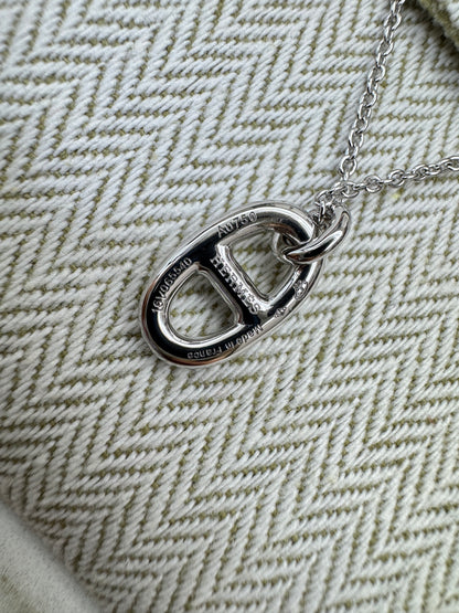 HERMES 豬鼻子項鏈 銀色