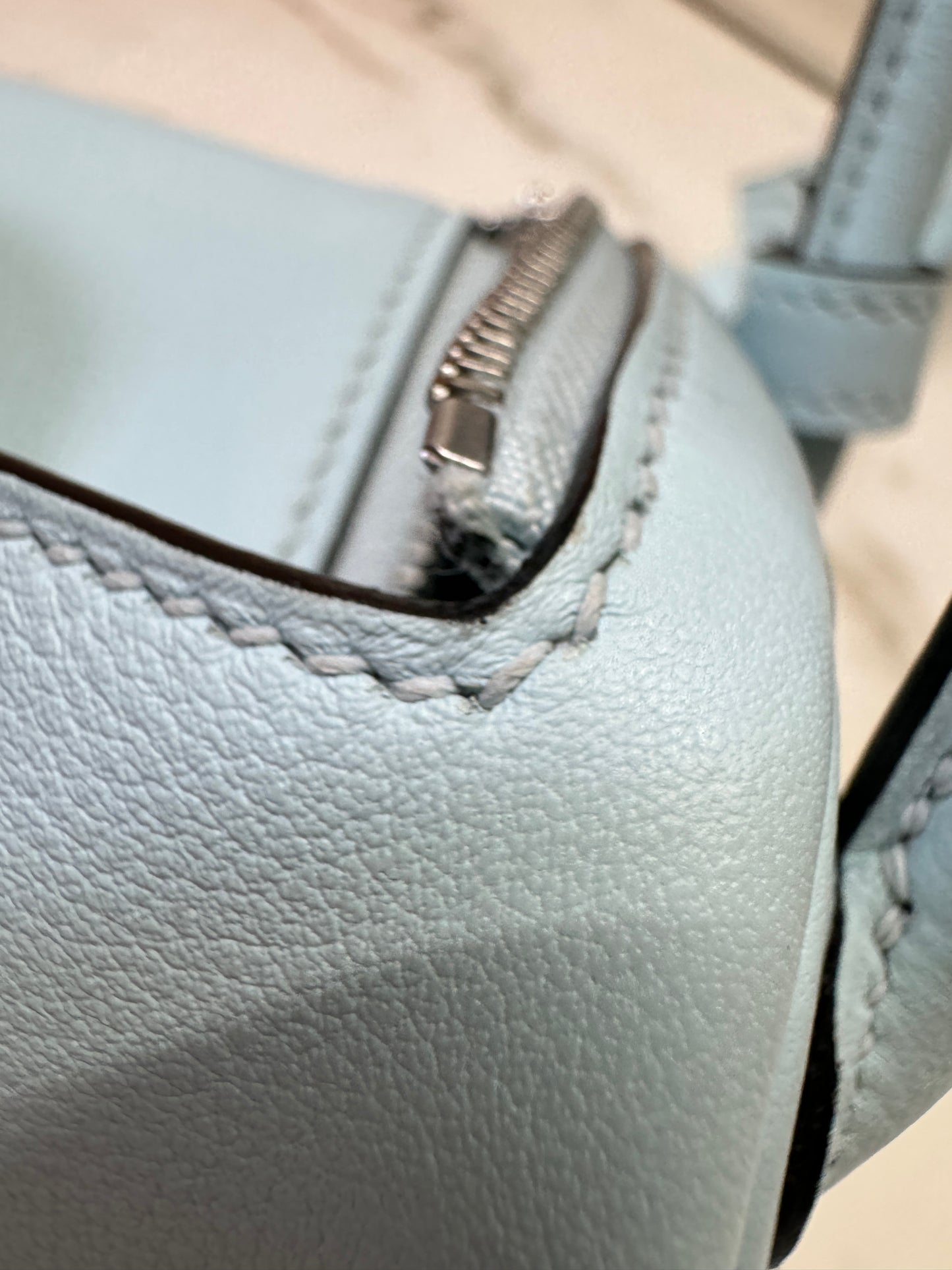 HERMES Mini Lindy 霧霾藍T0 銀扣 swift