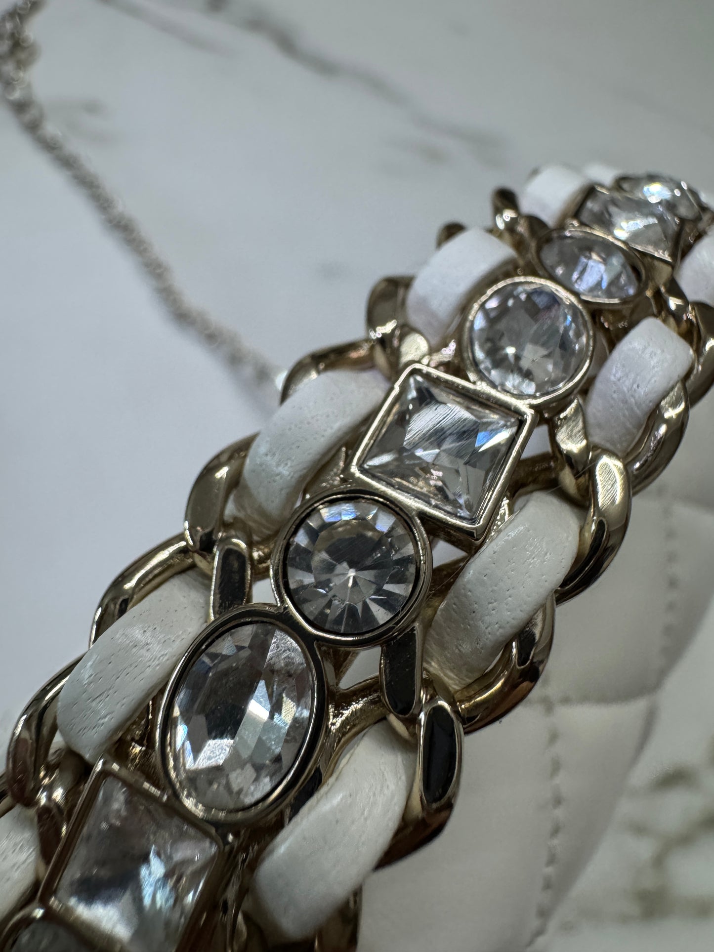 CHANEL 23A水鑽手柄 Mini CF Handle 白色