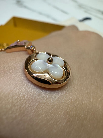 LV Color Blossom 粉貝母x白貝母 玫瑰金項鏈