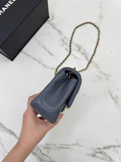 CHANEL 金球 Mini CF20 石墨灰 深灰羊皮