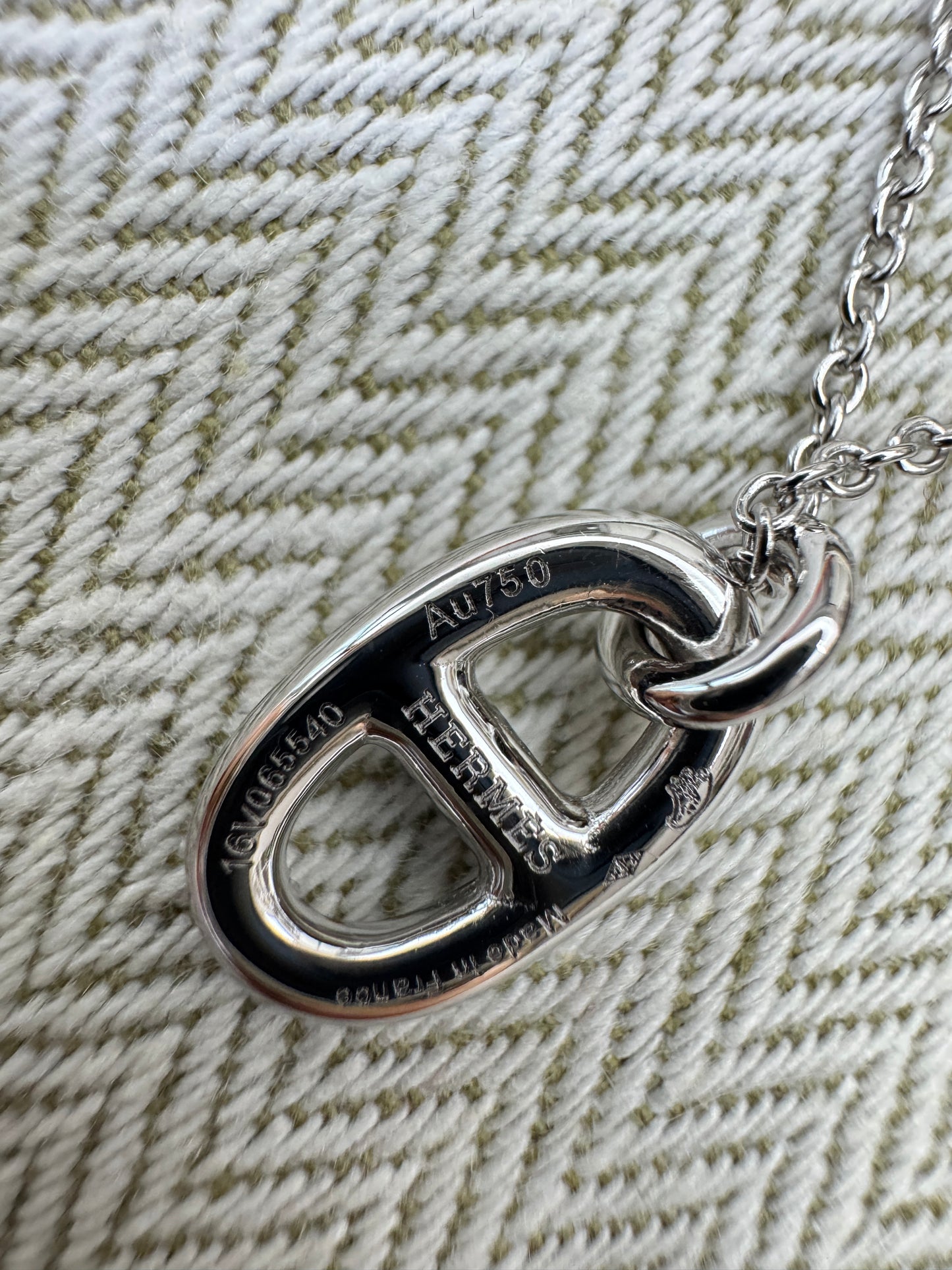 HERMES 豬鼻子項鏈 銀色