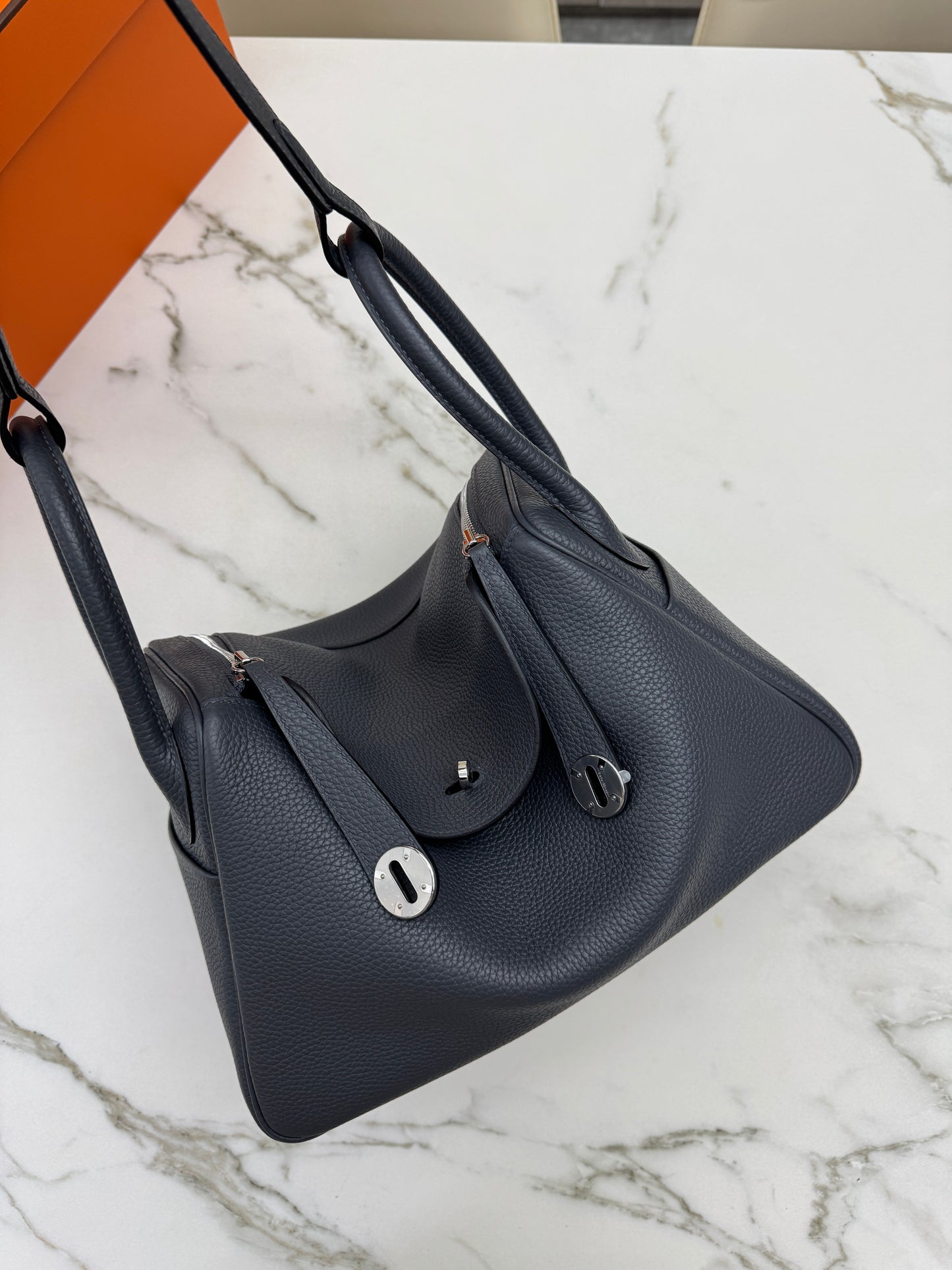 HERMES Lindy 30 石墨灰銀扣 TC 88 Graphite PHW