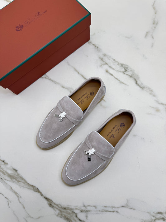 LORO PIANA Summer Walk 珍珠灰滾邊款樂福鞋