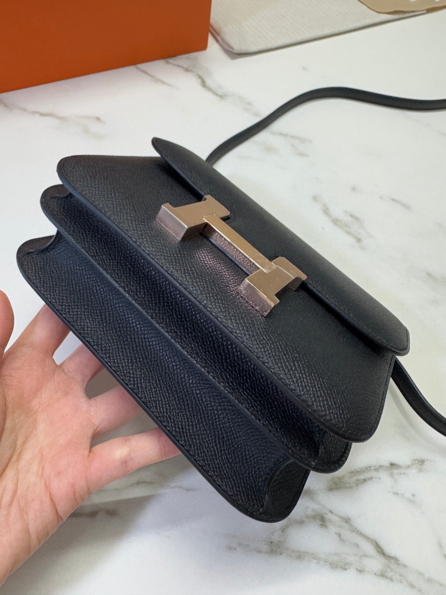 HERMES Mini Constance 黑色 玫瑰金扣 Epsom