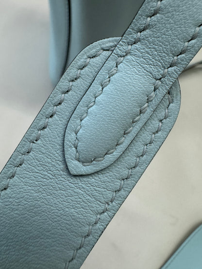 HERMES Mini Lindy 霧霾藍T0 銀扣 swift