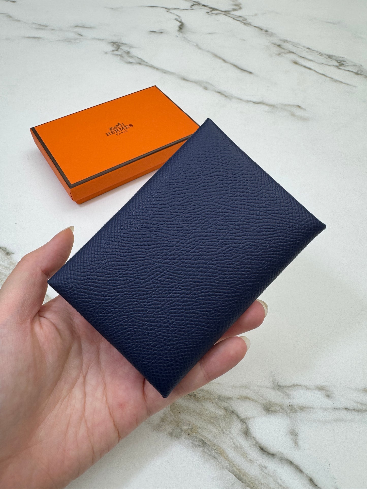 HERMES Calvi Duo 海軍藍 7U Navy Epsom