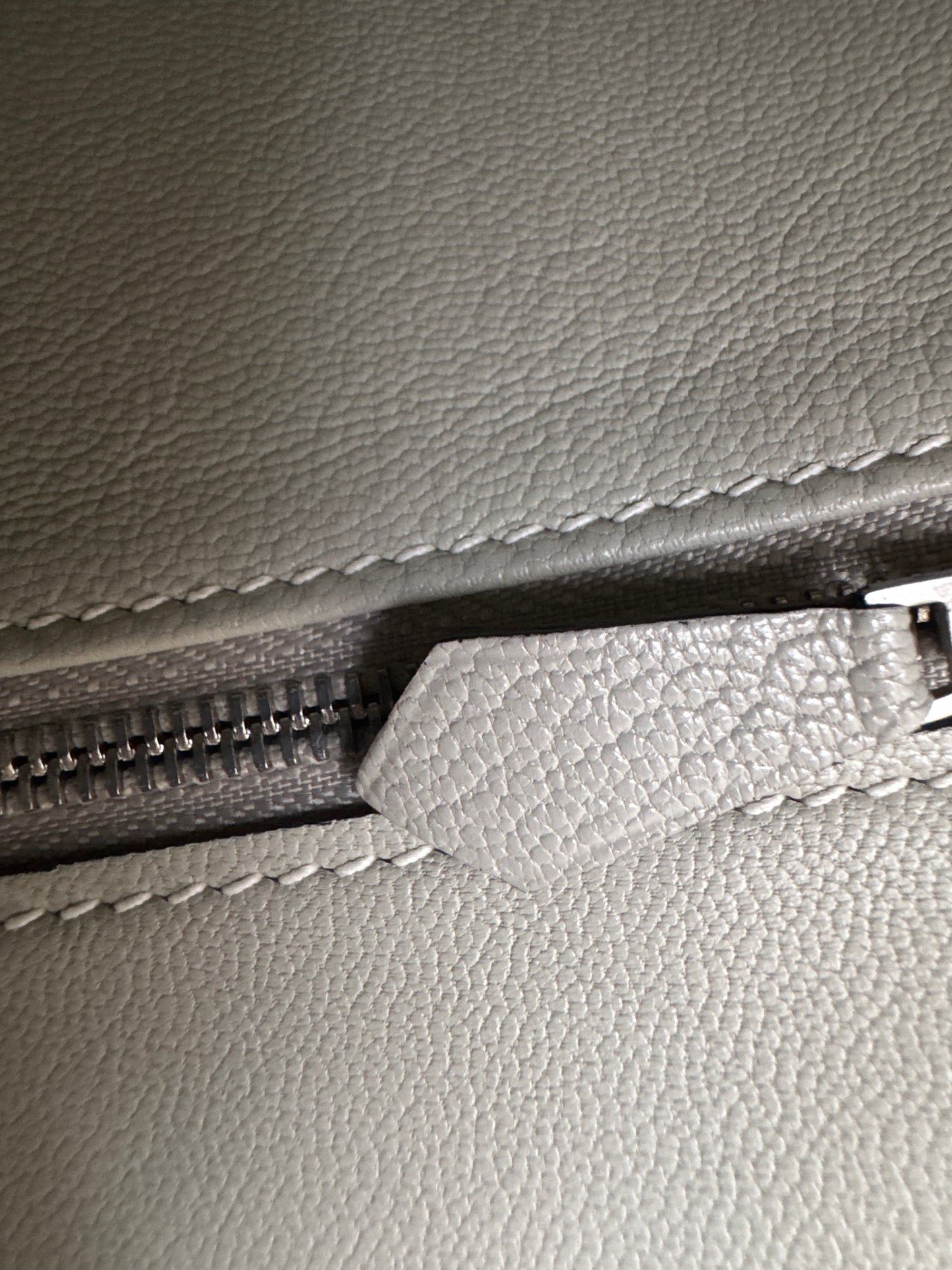 HERMES Birkin 25 SO 奶昔白拼珍珠灰 山羊皮 拉絲銀扣