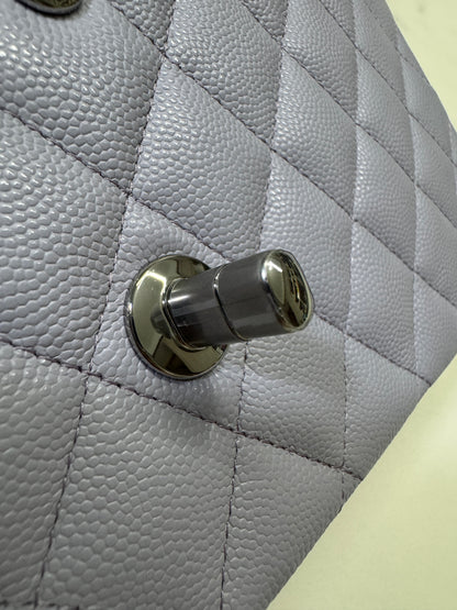 CHANEL CF25 Medium 21K香芋紫銀扣 牛皮 caviar