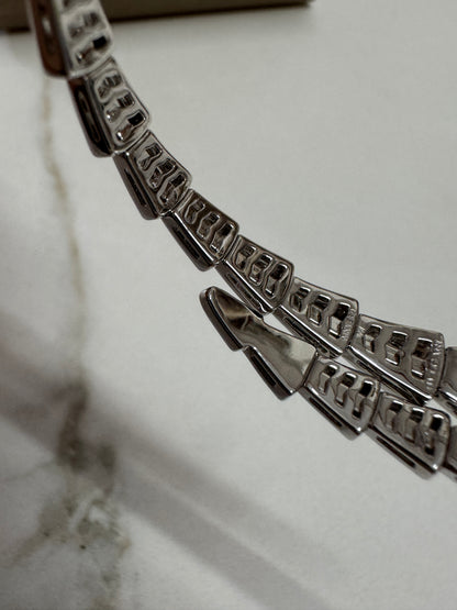 BVLGARI Serpenti 滿鑽手鐲 白金色