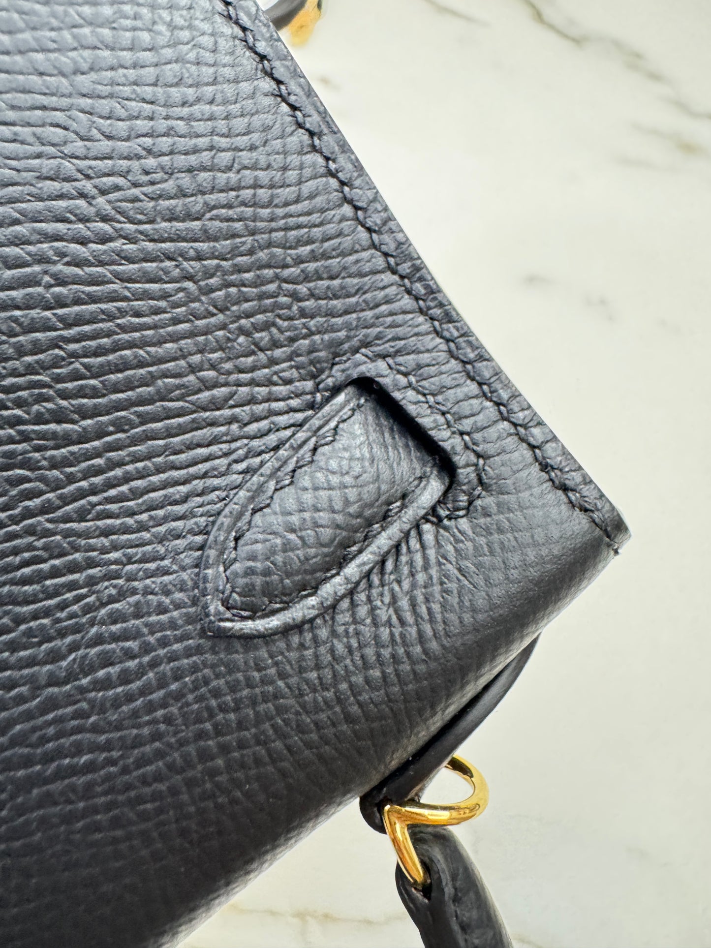 HERMES Mini Kelly II 黑金 Epsom Noir GHW