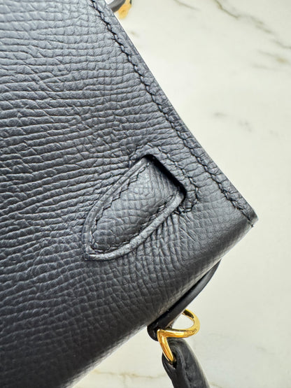 HERMES Mini Kelly II 黑金 Epsom Noir GHW