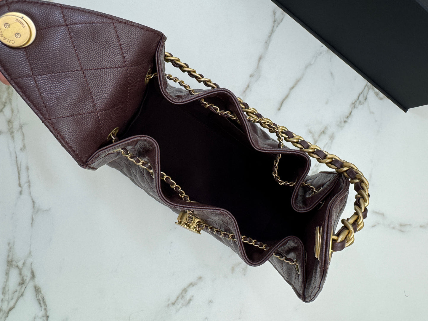 CHANEL 25Bag 荔枝牛皮 Small Chocolate