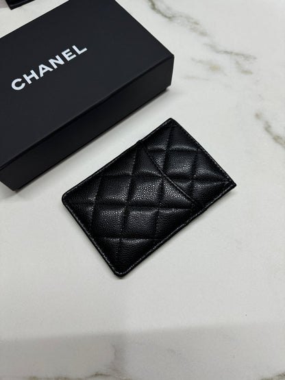 CHANEL 直版 黑色 淡金扣 Card Holder
