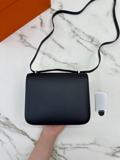 HERMES Mini Constance 黑銀 Noir Epsom PHW