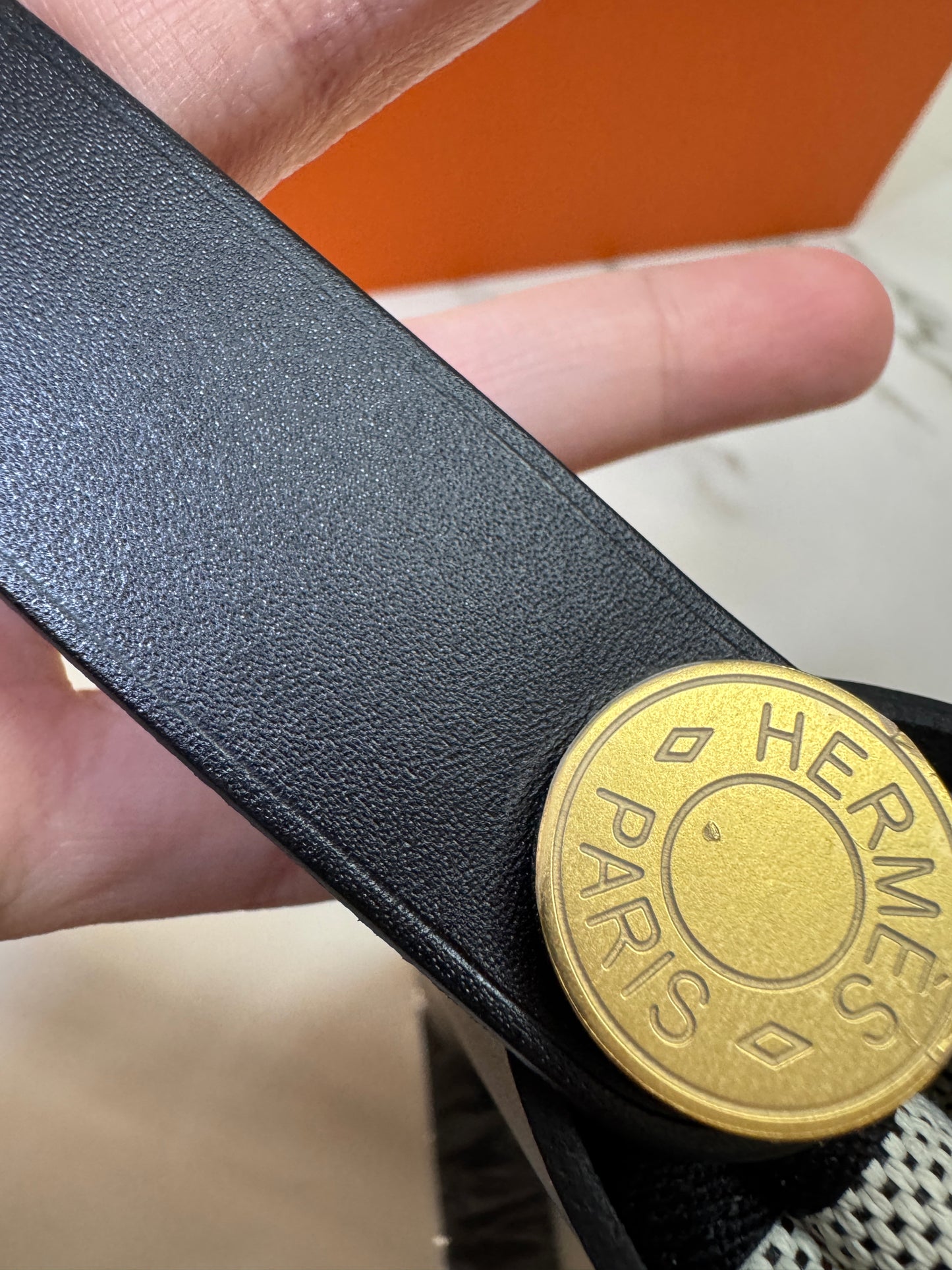 HERMES Mini Herbag 熊貓色 金扣 H Viking 帆布