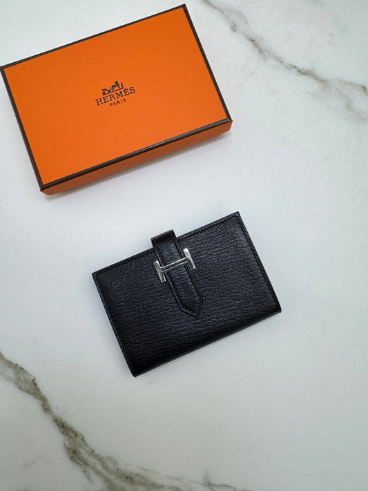 BEARN Mini Wallet 黑色山羊皮 Noir Chevre Mysore PHW