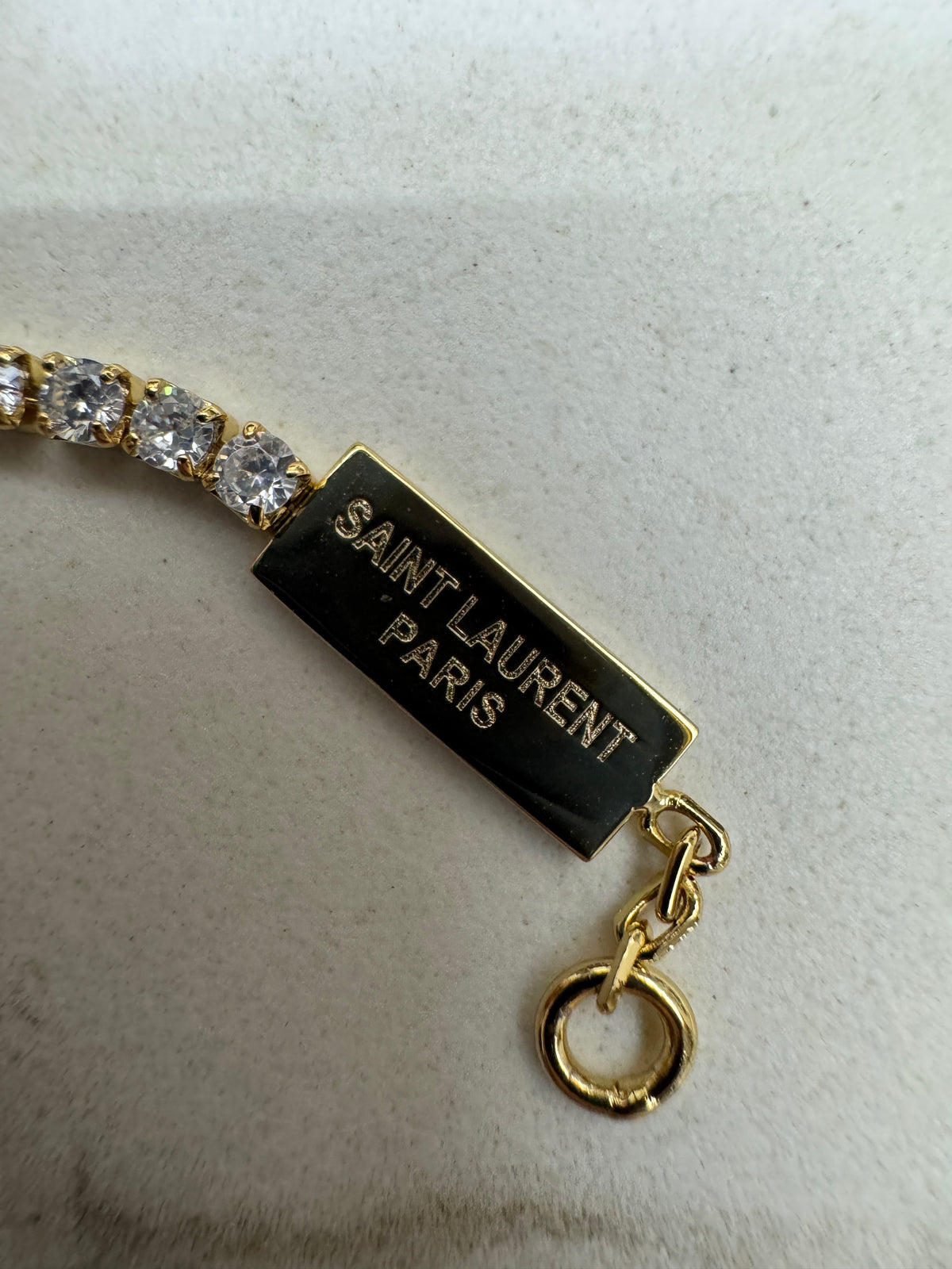 YSL 半鑽網球手鏈 金色