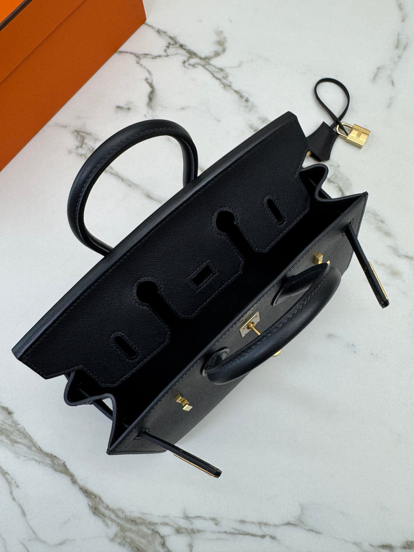 HERMES Birkin 25 黑色 Madame 拉絲金扣 89 Noir Sellier