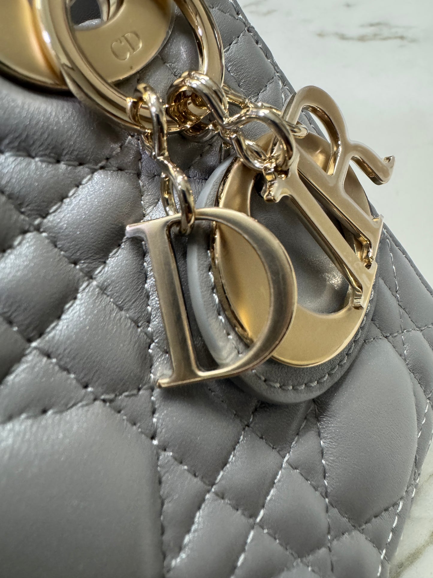 DIOR Lady Dior Mini 珠光灰